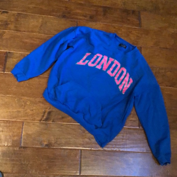 Zara Shirts Zara Man Mens Medium London Blue Pink Green Sweatshirt